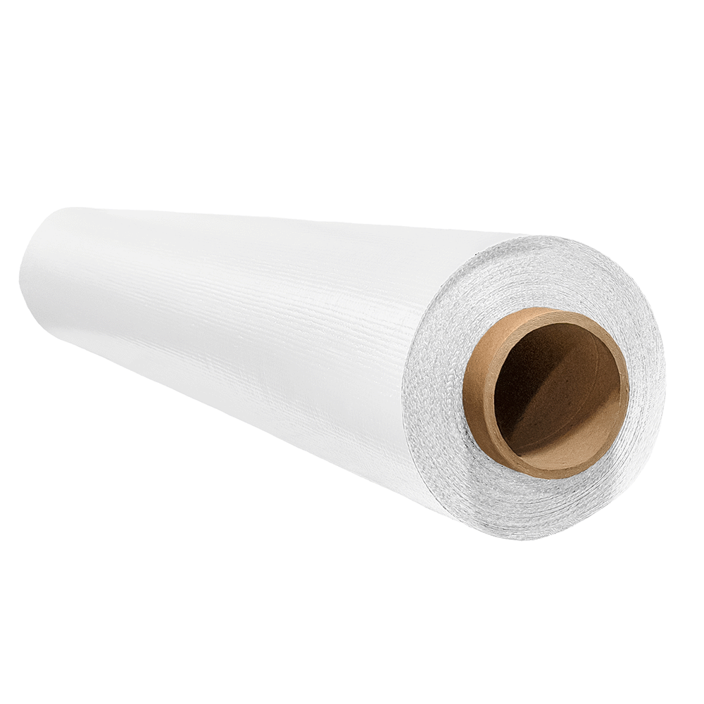 Full View of 20 Mil Woven Vapor Barrier Roll white color